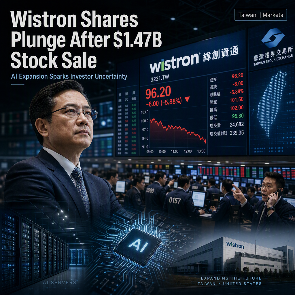 Wistron Shares Slide Over $1.47 Billion Global Stock Sale Amid AI Expansion