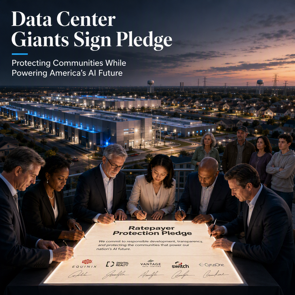 US Data Center Developers Sign Ratepayer Protection Pledge Amid AI Infrastructure Challenges