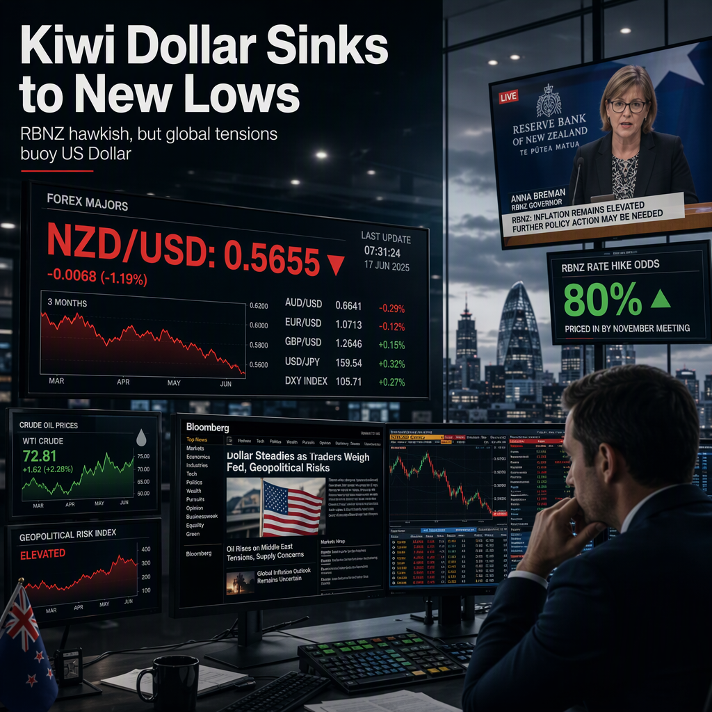 New Zealand Dollar Hits Three-Month Low Despite Rising RBNZ Rate Hike Expectations
