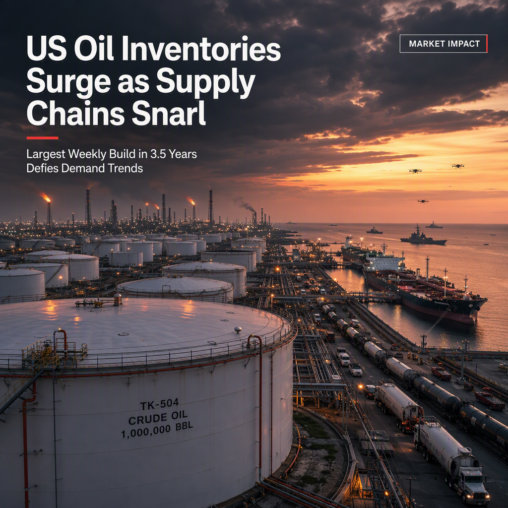US Crude Oil Inventories See Largest Weekly Build in 3.5 Years Amid Global Supply Bottlenecks