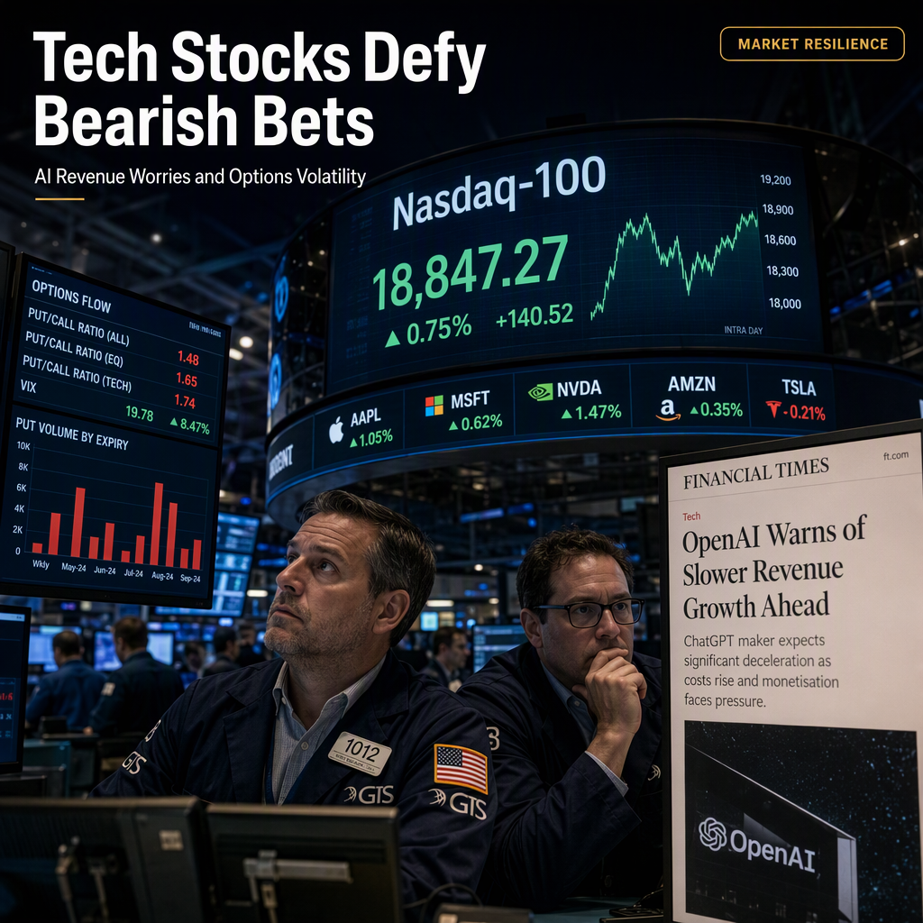 Tech Stocks Show Resilience Amid Bearish Options Activity and AI Revenue Concerns