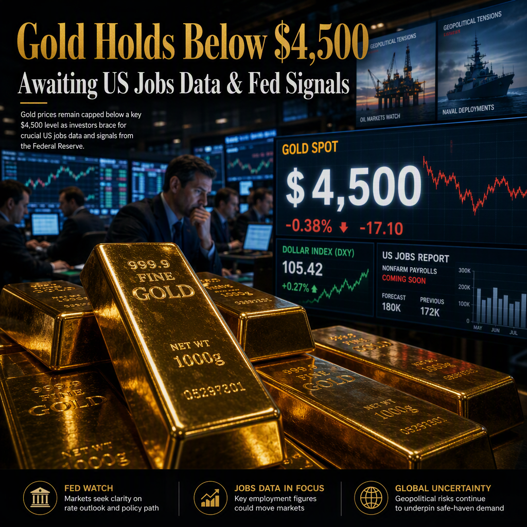 Gold Holds Below $4,500 as Traders Await US Jobs Data for Fed Rate Signals