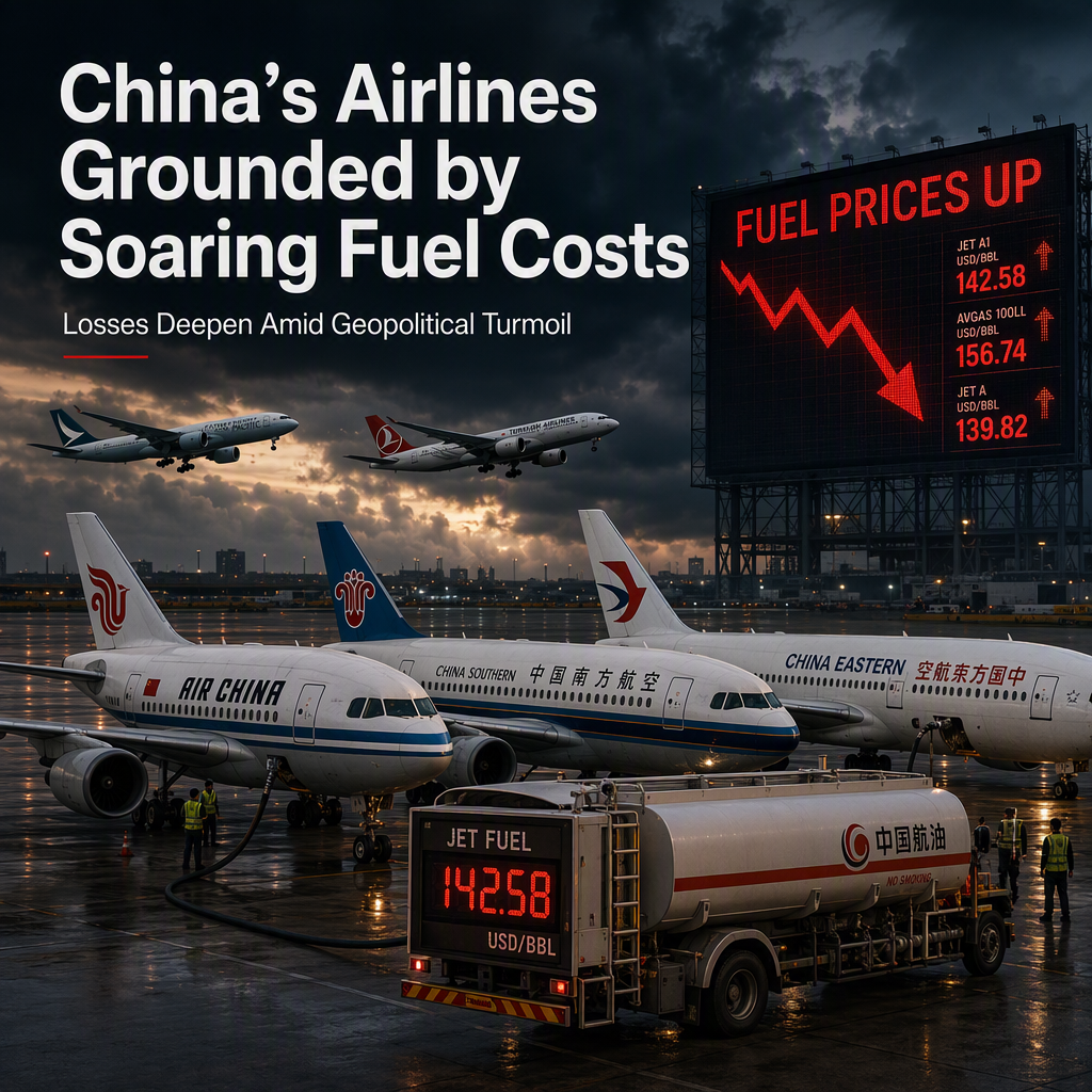 China’s Top Airlines Suffer Largest Losses in Asia Amid Jet Fuel Price Surge Driven by Iran War