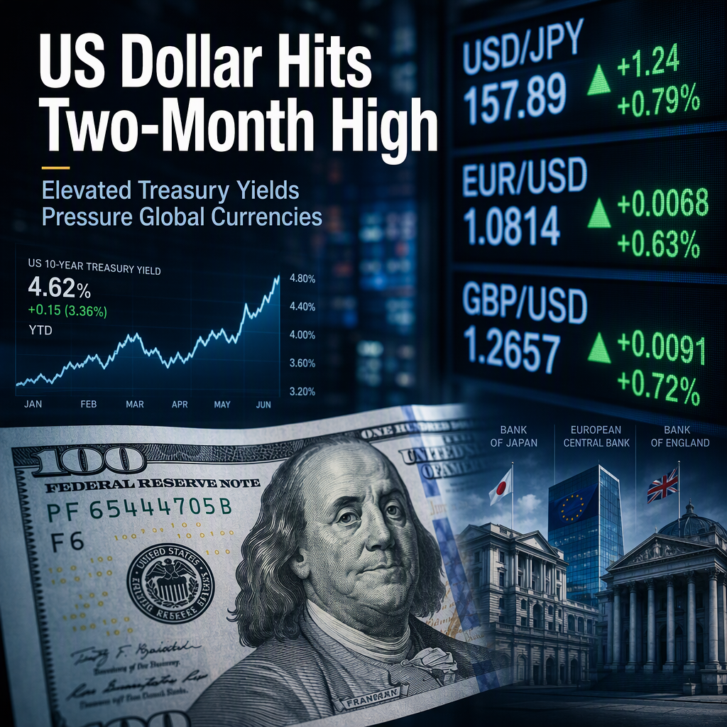 US Dollar Surges to Two-Month High as Elevated Treasury Yields Pressure Major Currencies