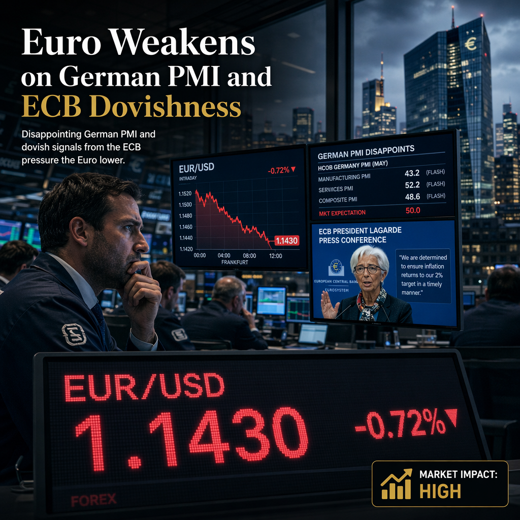 Euro Slides as German PMI Disappoints and ECB Dovishness Fuels Weakness