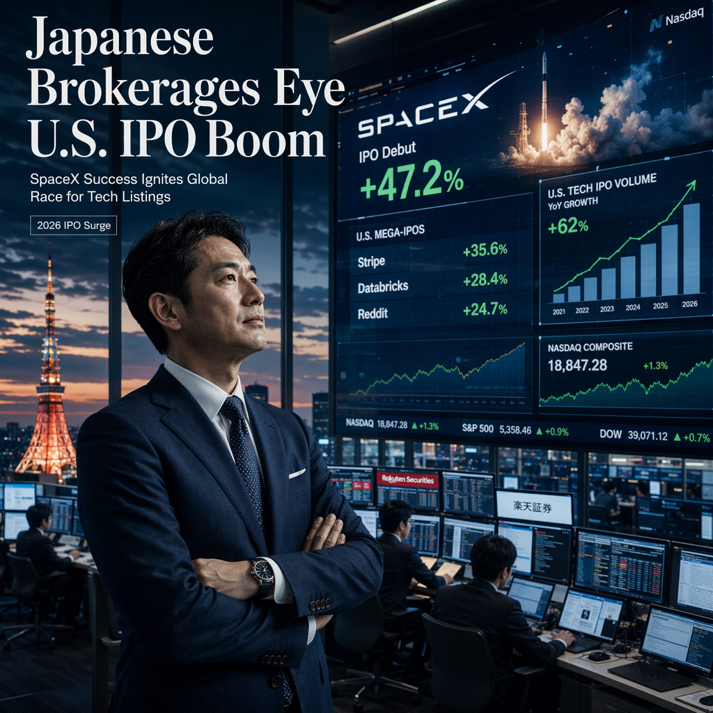 Japanese Brokerages Target U.S. Mega-IPOs After Robust SpaceX Debut