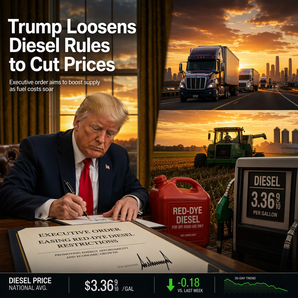 Trump Signs Executive Order to Ease Red-Dye Diesel Restrictions, Aiming to Lower Fuel Prices