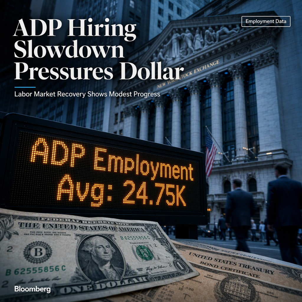 US ADP Employment Change 4-Week Average Edges Lower to 24.75K, Pressuring US Dollar