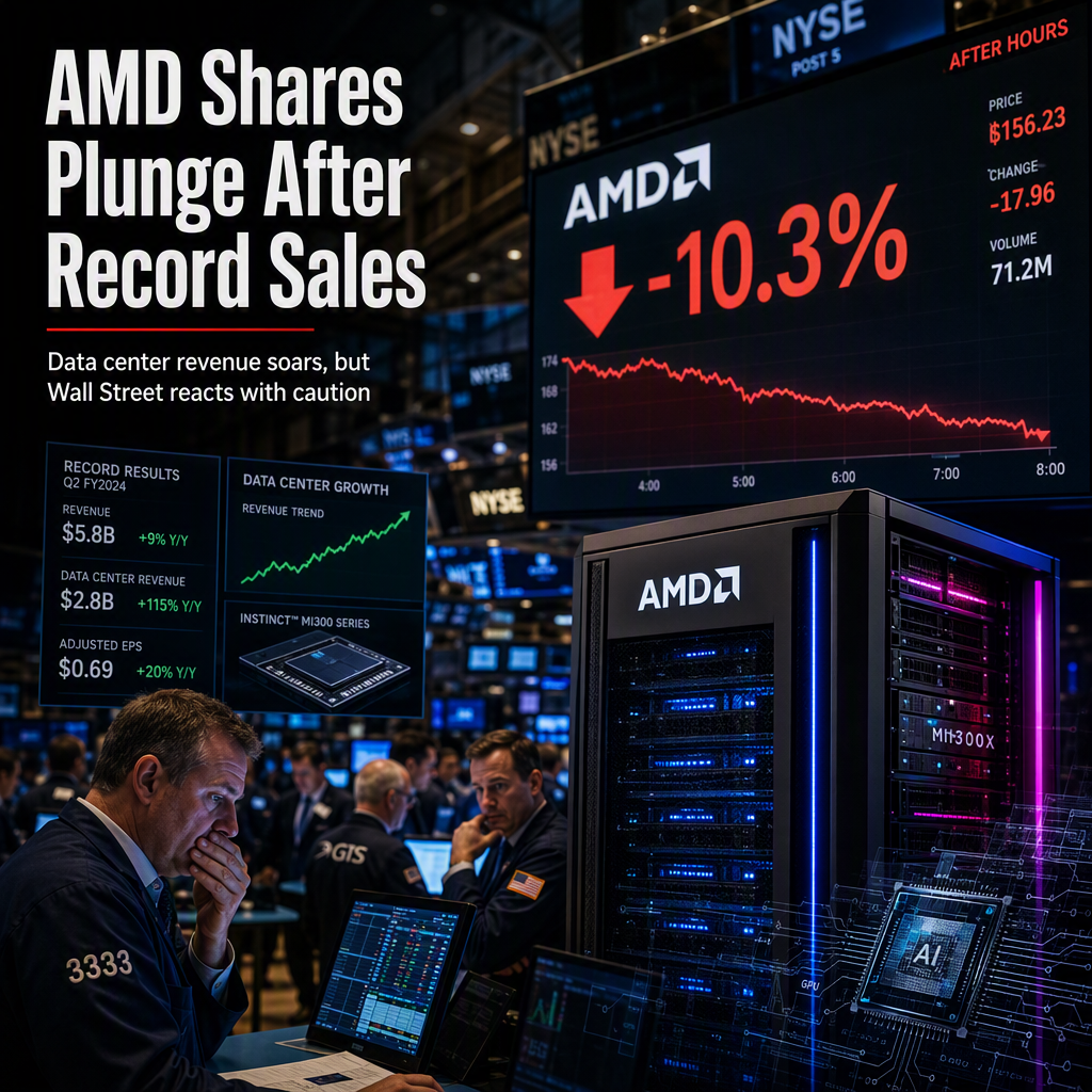 AMD Shares Plunge Over 10% Despite Doubling Data Center Sales and 50% Revenue Surge