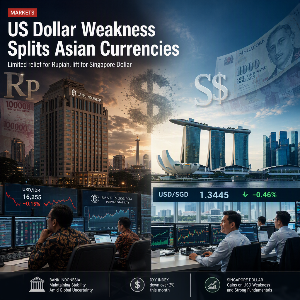 Softer US Dollar Offers Limited Relief to Indonesian Rupiah and Drives Singapore Dollar Higher