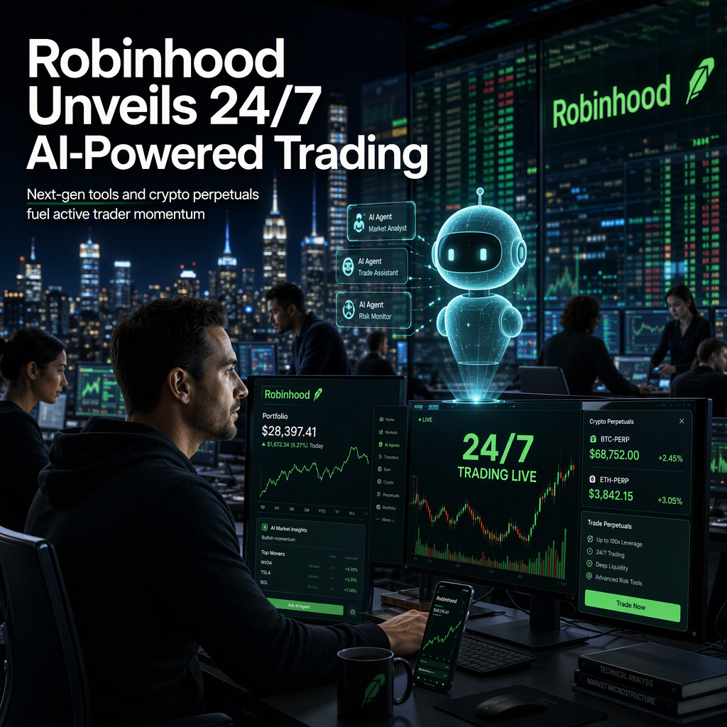 Robinhood Expands to 24/7 Trading, Launches AI Agents and Crypto Perpetuals to Attract Active Traders
