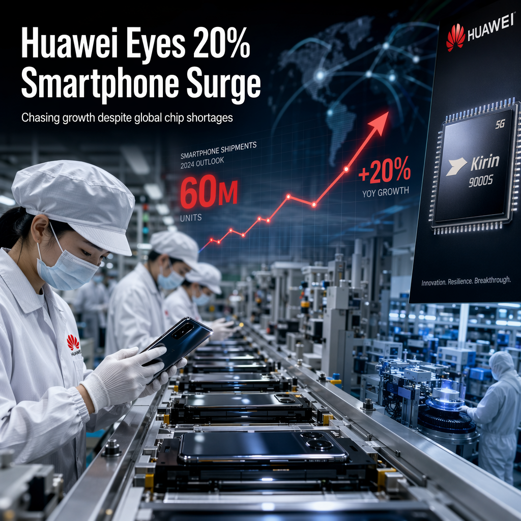 Huawei Targets 20% Smartphone Shipment Growth Amid Ongoing Memory Chip Shortage