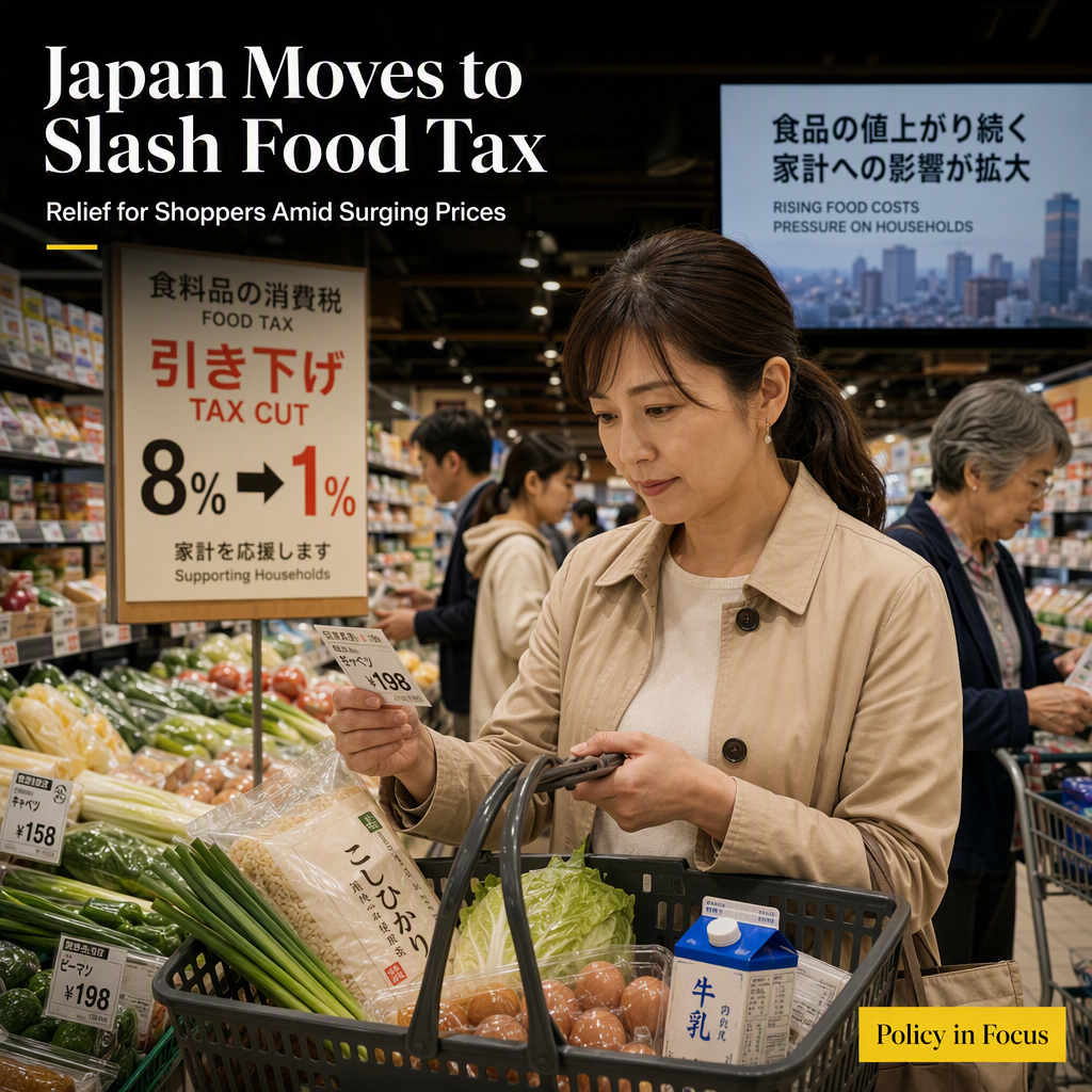 Japan's Ruling Party Advances Plan to Slash Food Tax from 8% to 1% Amid Inflation Concerns