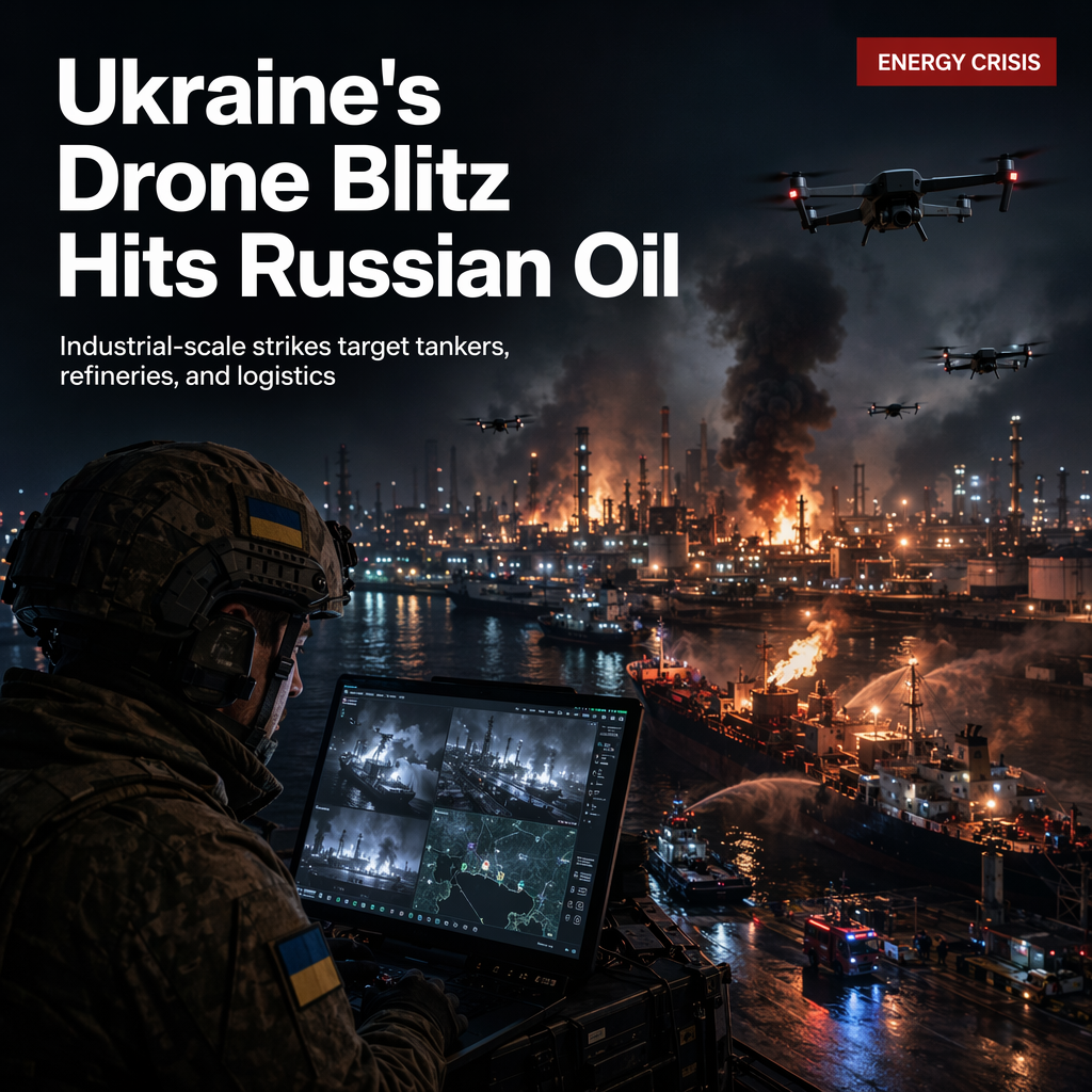 Ukraine Launches 'Industrial Scale' Drone Strikes on Russian Oil Infrastructure Amid Diesel Export Ban