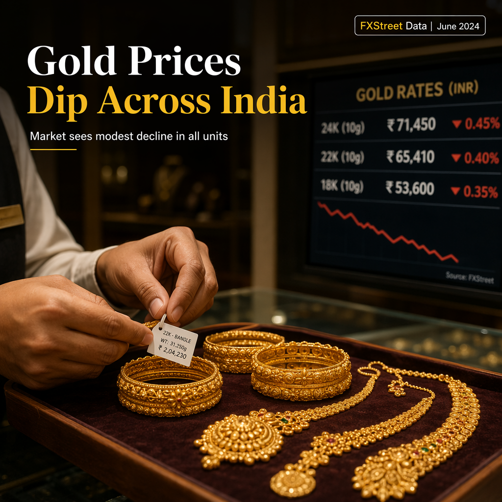 Gold Prices Decline in India, Marking Drop Across All Units