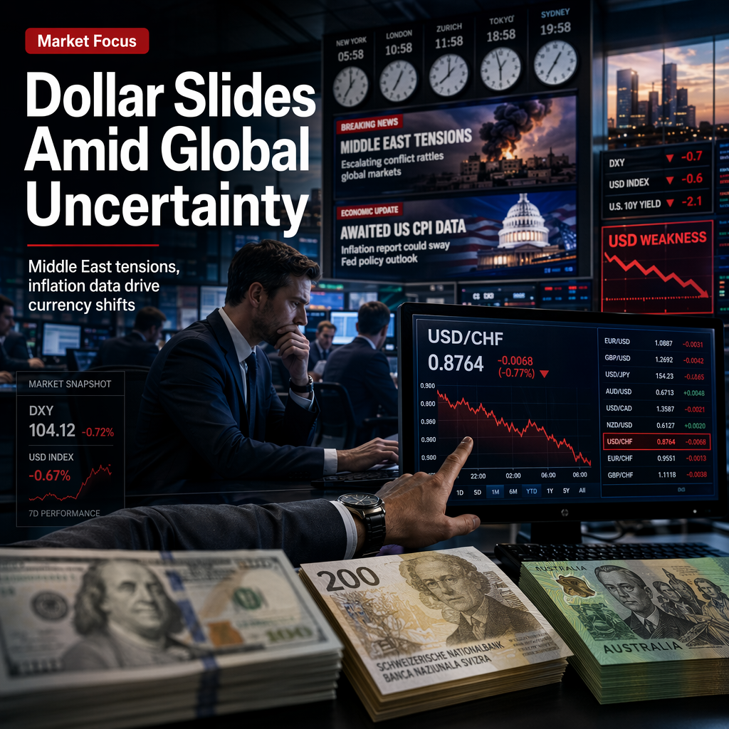 US Dollar Weakens Amid Middle East Tensions and Awaited US CPI Data; Swiss Franc and Australian Dollar React