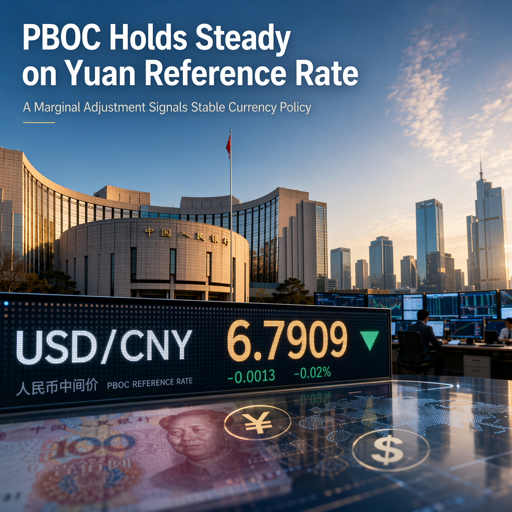 PBOC Sets USD/CNY Reference Rate Slightly Lower at 6.7909 Amid Stable Policy Stance