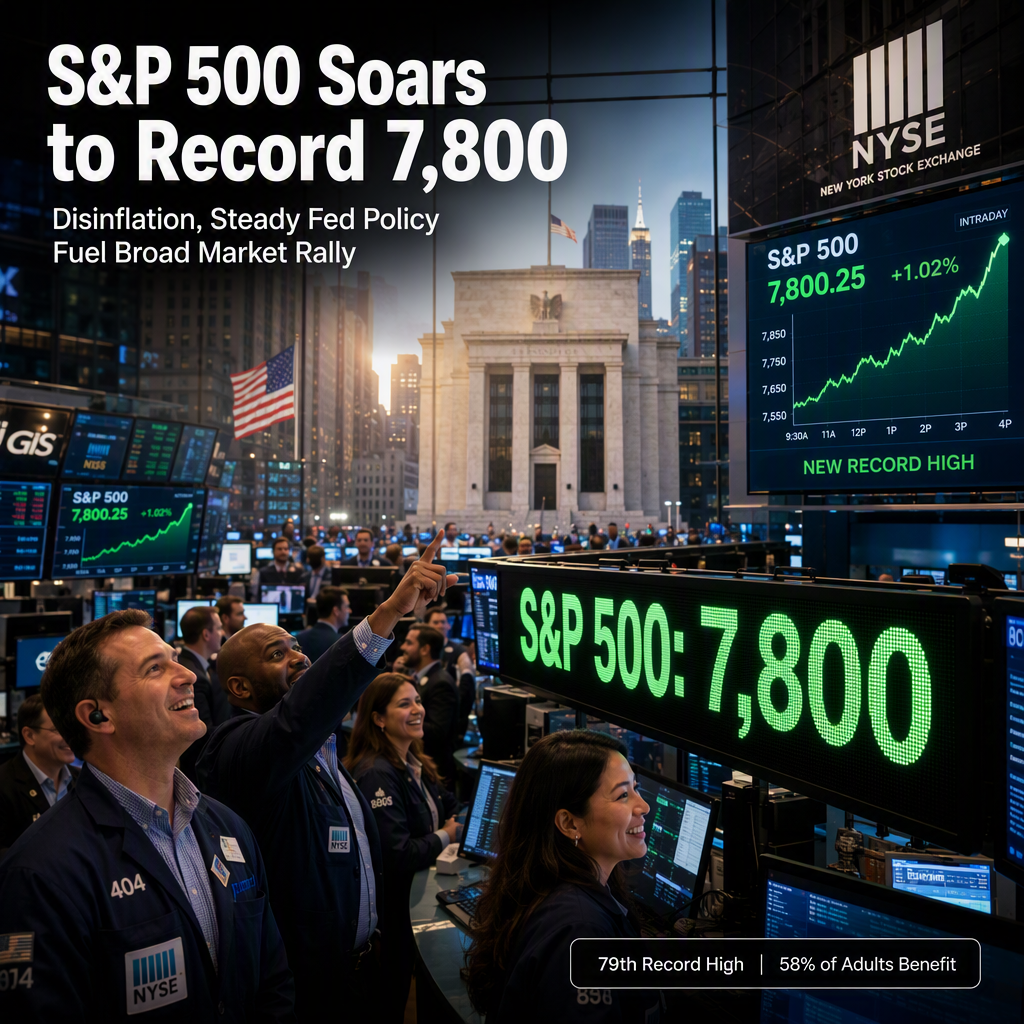 S&P 500 Hits Record High of 7,800 Amid Disinflation and Fed Policy Steadiness