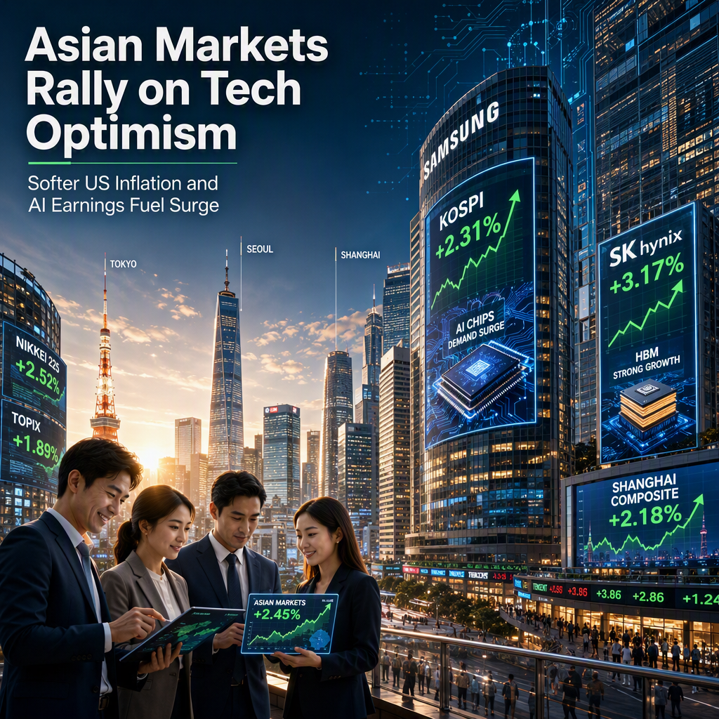 Asian Stocks Surge on Softer US Inflation and Robust AI-Driven Tech Earnings