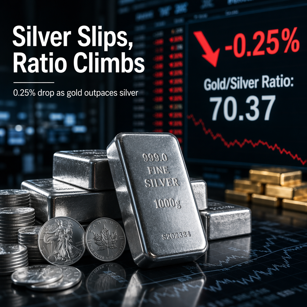 Silver Prices Decline 0.25% Amid Rising Gold/Silver Ratio
