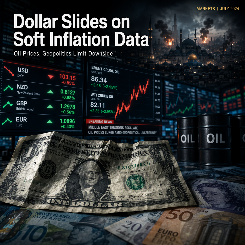 US Dollar Weakens on Softer Inflation Data, but Geopolitical Tensions and Oil Prices Limit Downside