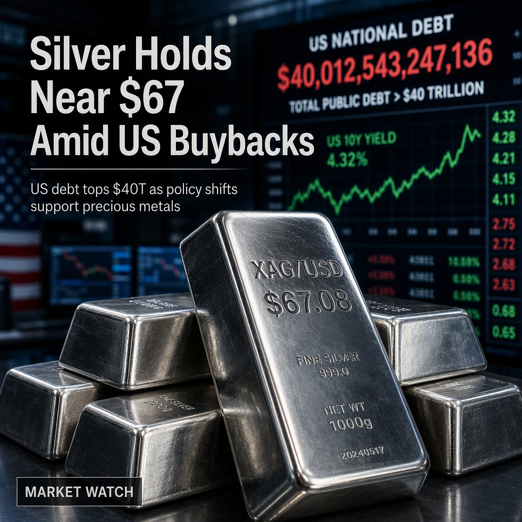 Silver Holds Firm Near $67 as US Treasury Buybacks Support Market Amid Record Debt Levels