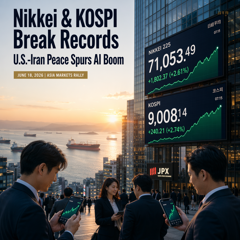 Nikkei and KOSPI Hit Record Highs as U.S.-Iran Peace Deal Fuels AI-Driven Rally in Asia