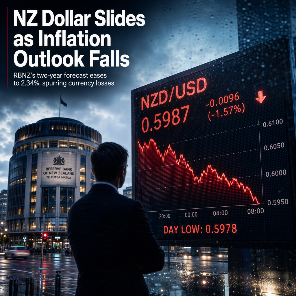 New Zealand Dollar Weakens as RBNZ Two-Year Inflation Expectations Drop to 2.34% in Q3 2026