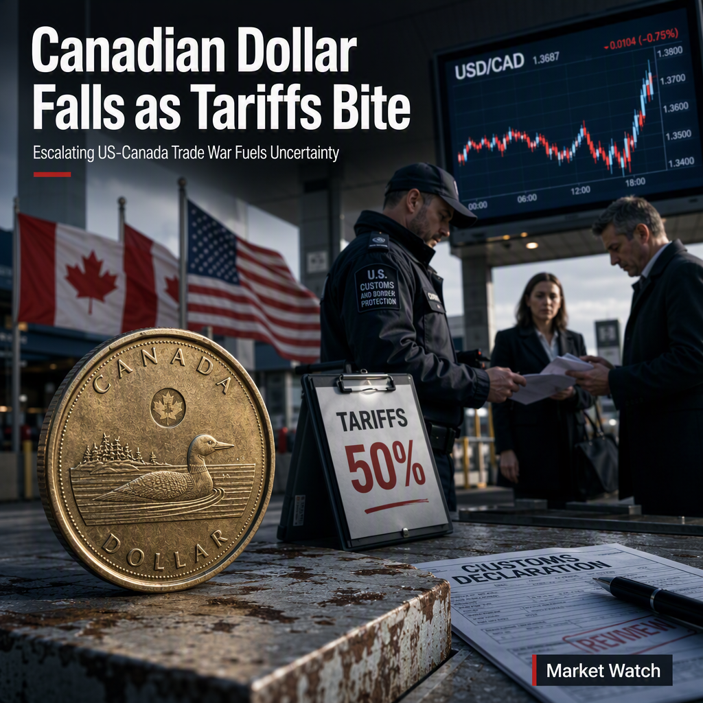 Canadian Dollar Slides as US Imposes 50% Tariffs Amid Trade War Escalation