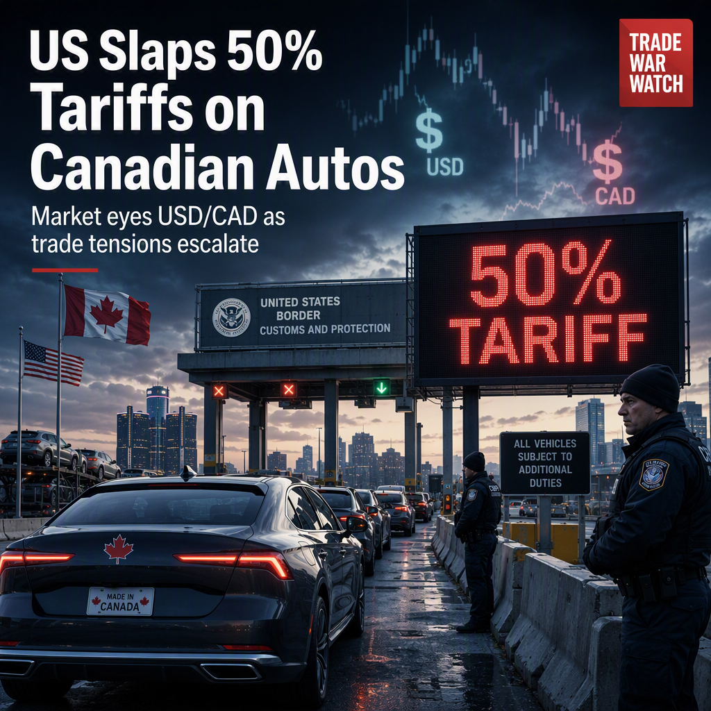 US Announces 50% Tariffs on Canadian Autos, ING Sees Further Upside for USD/CAD