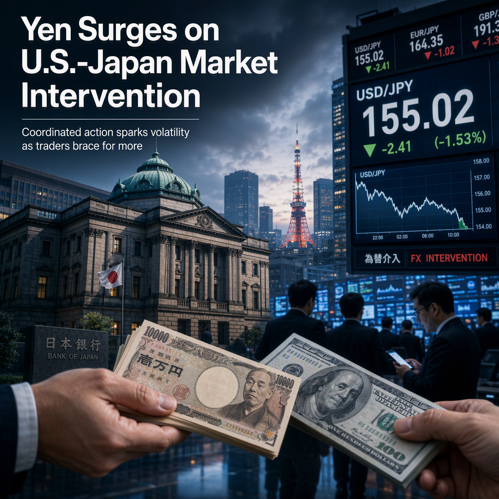 Yen Surges to 155 per Dollar Amid U.S.-Japan Coordinated Intervention and Speculation of Further Action