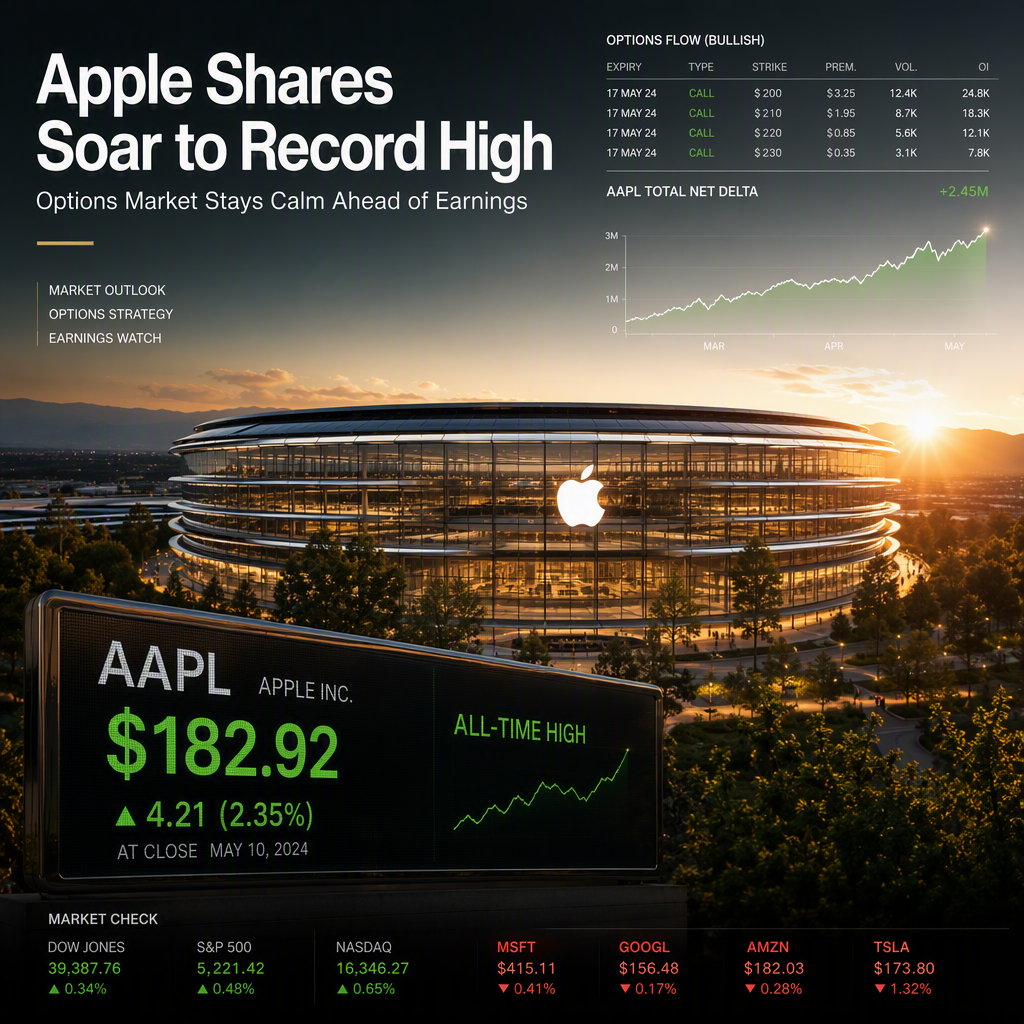Apple Shares Hit All-Time High Ahead of Earnings; Options Market Signals Calm