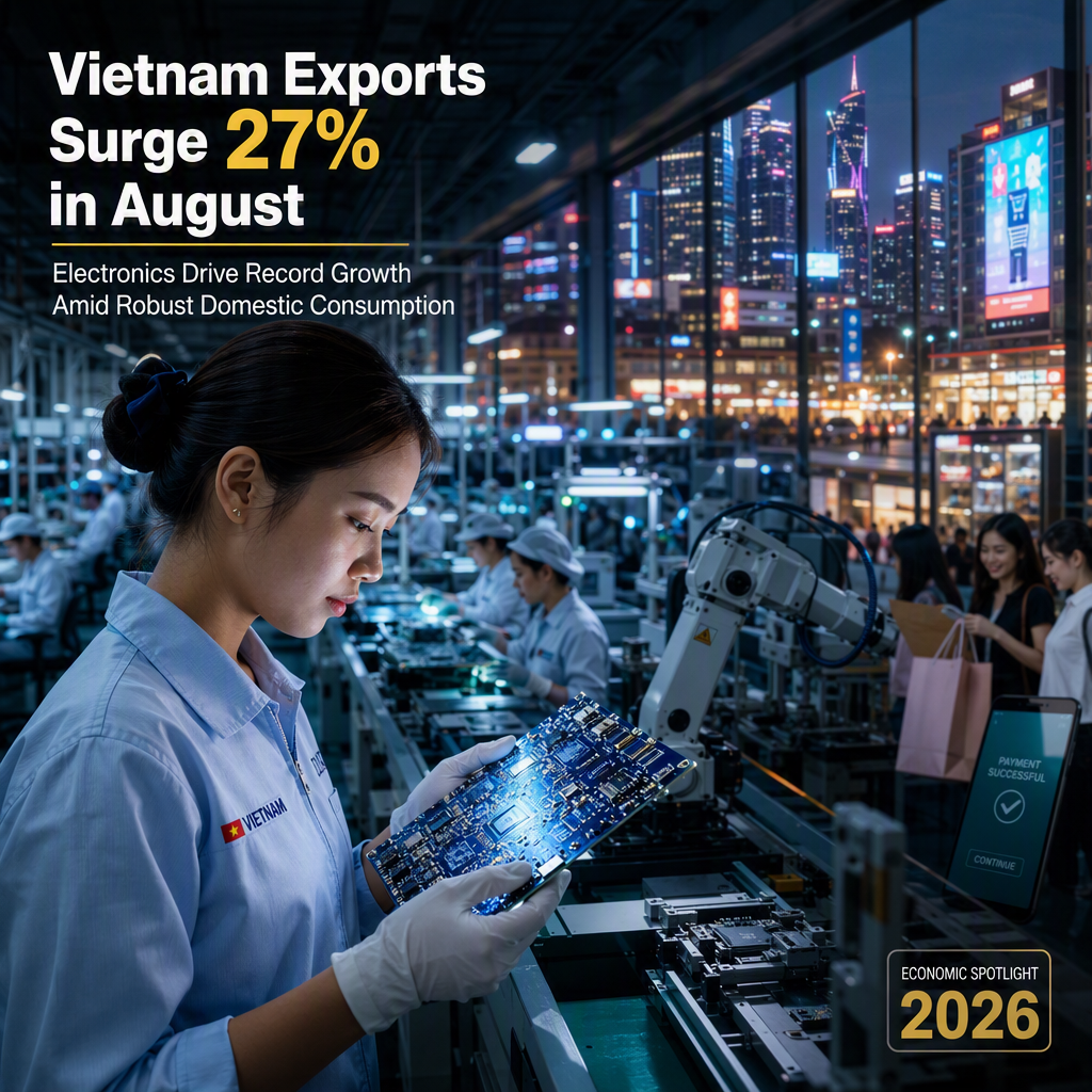 Vietnam's Exports Surge 27% in August 2026, Driven by Electronics and Robust Consumption