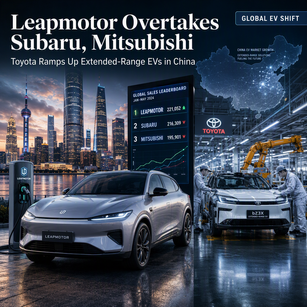 Leapmotor Surpasses Subaru and Mitsubishi in Global Sales as Toyota Accelerates Extended-Range EV Push in China