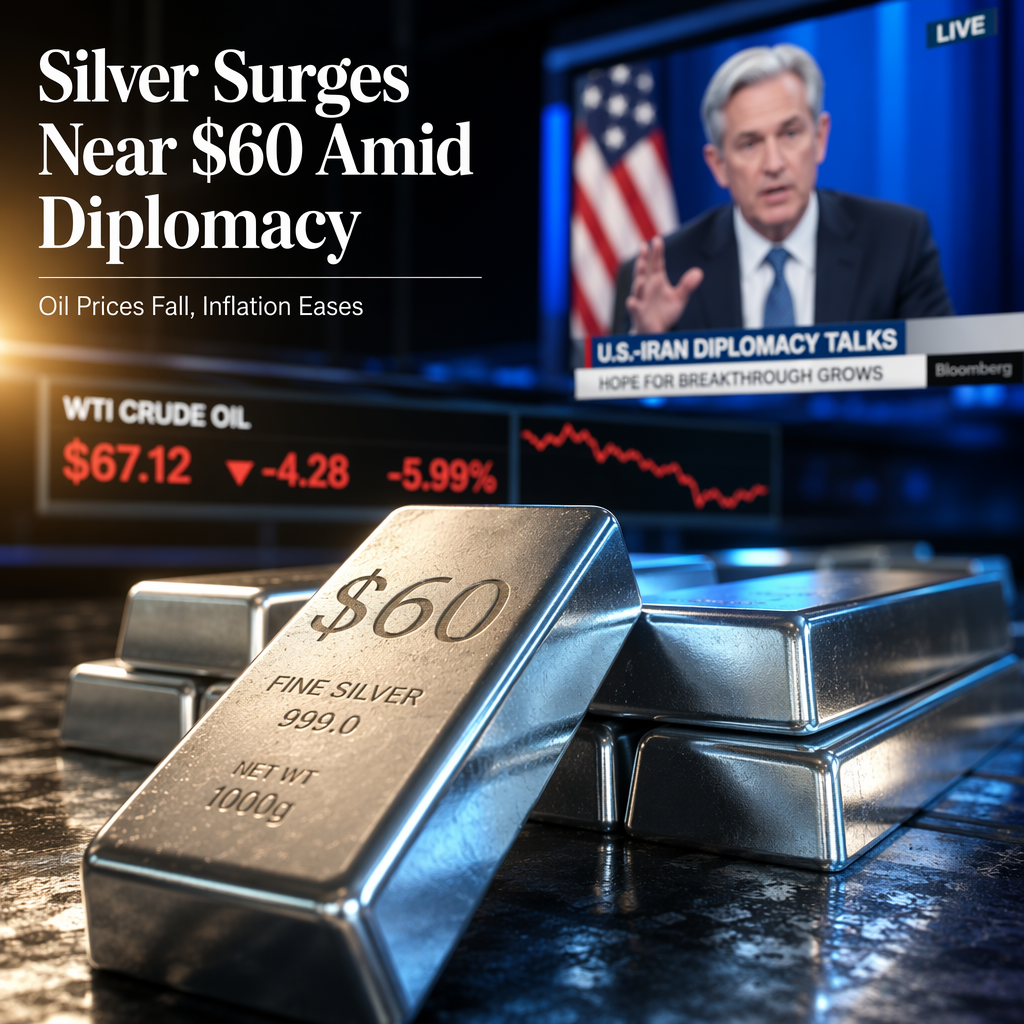 Silver Surges Over 2% to Near $60 Amid US-Iran Diplomacy Hopes and Falling Oil Prices