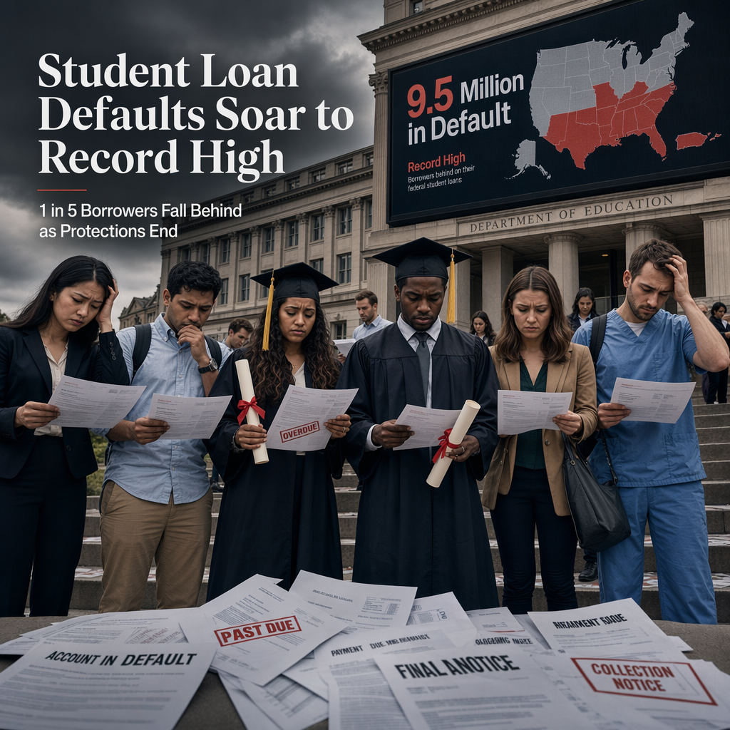 U.S. Student Loan Defaults Hit Record High as 1 in 5 Borrowers Fall Behind