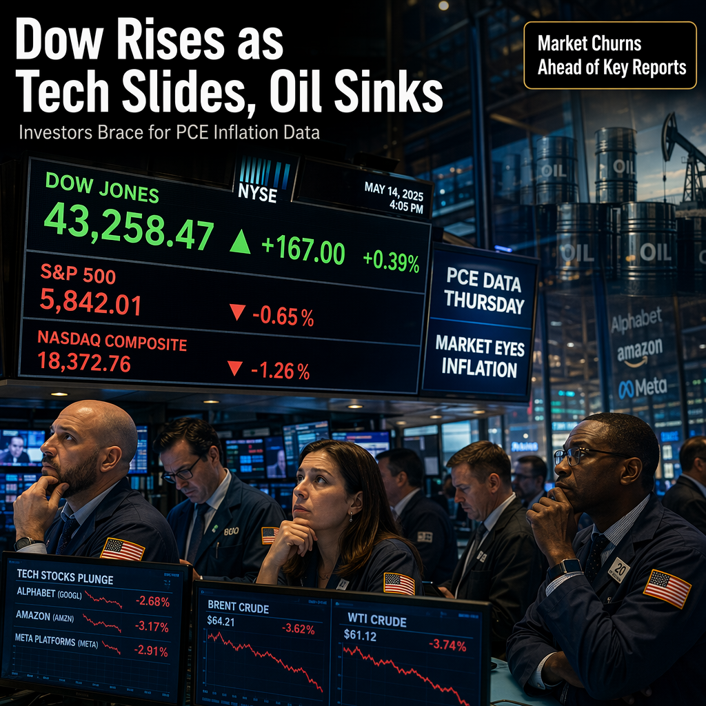 Dow Jones Gains Amid Tech Selloff and Oil Price Drop, Market Eyes PCE Data