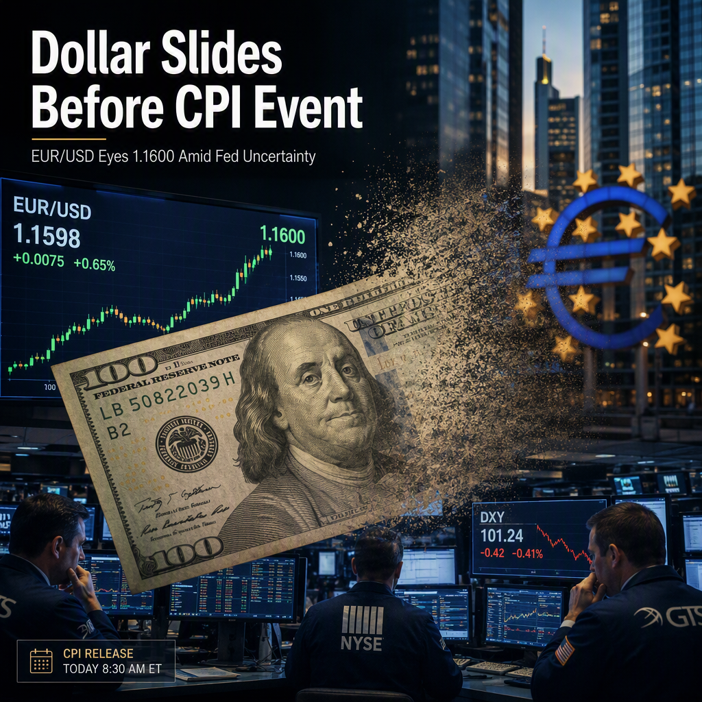 US Dollar Weakens Ahead of CPI as Markets Scale Back Fed Hike Expectations; Euro Eyes 1.1600 Break