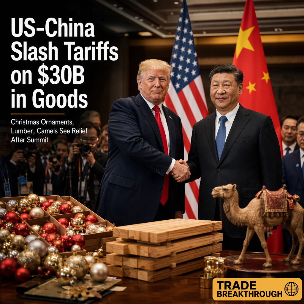 US and China Announce $30 Billion Tariff Cuts on Christmas Ornaments, Lumber, and Camels After Trump-Xi Summit
