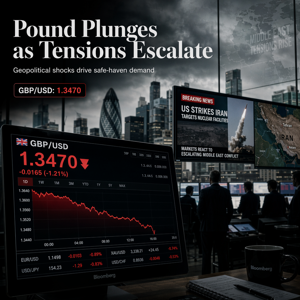 British Pound Falls Below 1.3500 Amid US Strikes on Iran and Rising Geopolitical Tensions
