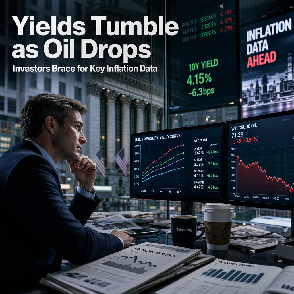 U.S. Treasury Yields Drop as Oil Prices Fall Ahead of Key Inflation Data
