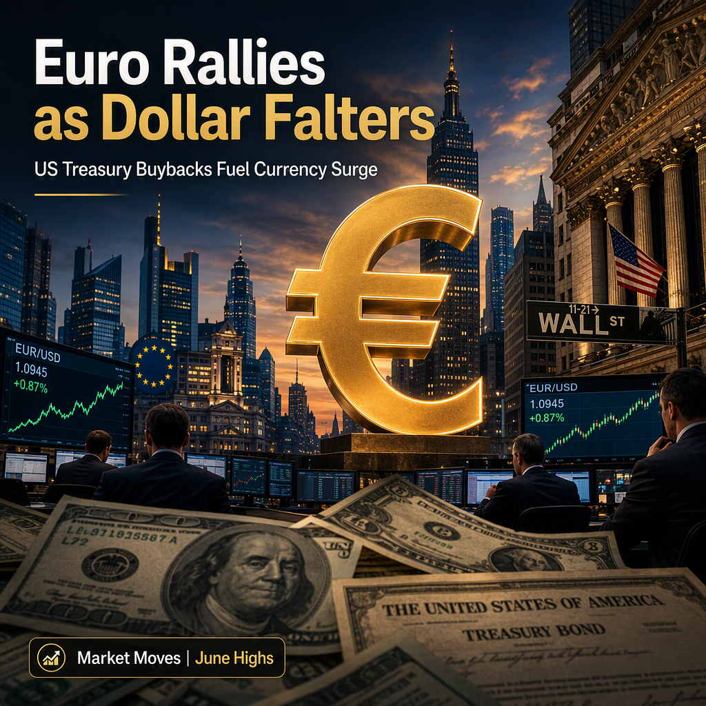Euro Surges to June Highs as US Treasury Buybacks Weigh on Dollar