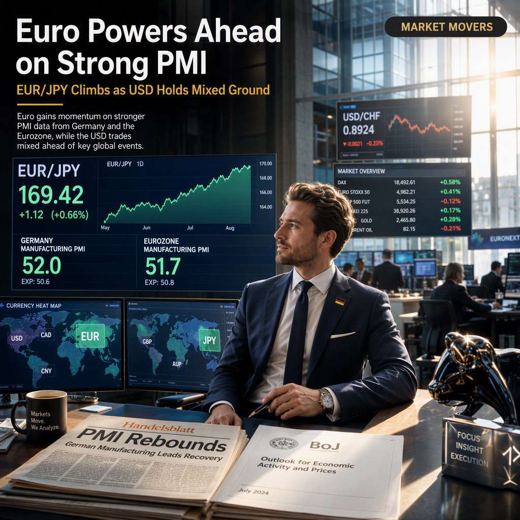 Euro Strengthens Against Yen on Robust PMI Data as USD Shows Mixed Performance
