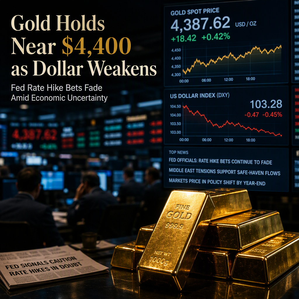 Gold Holds Near $4,400 as Fading Fed Rate Hike Bets Pressure US Dollar