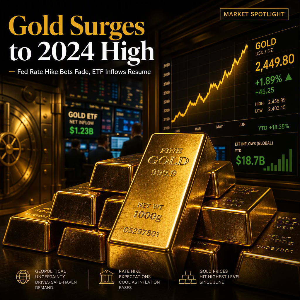 Gold Hits Highest Level Since June as Fed Rate Hike Expectations Fade, ETF Inflows Resume