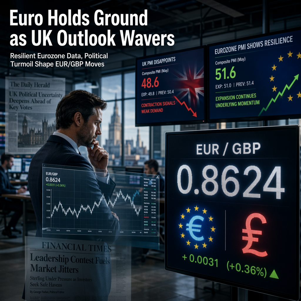 Euro Stabilizes Against Pound as UK PMIs Disappoint and Eurozone Activity Shows Resilience