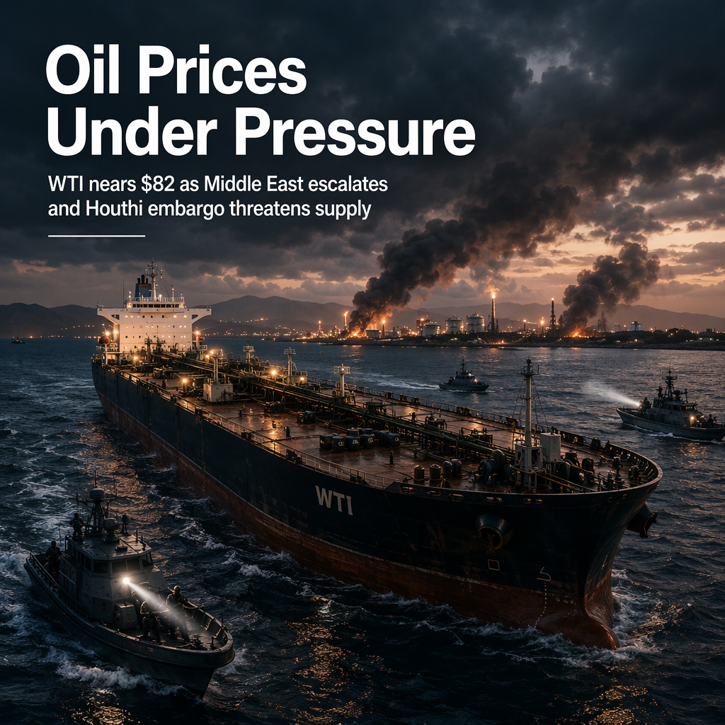 WTI Oil Slips Toward $82 Amid US-Iran Tensions and Houthi Maritime Embargo