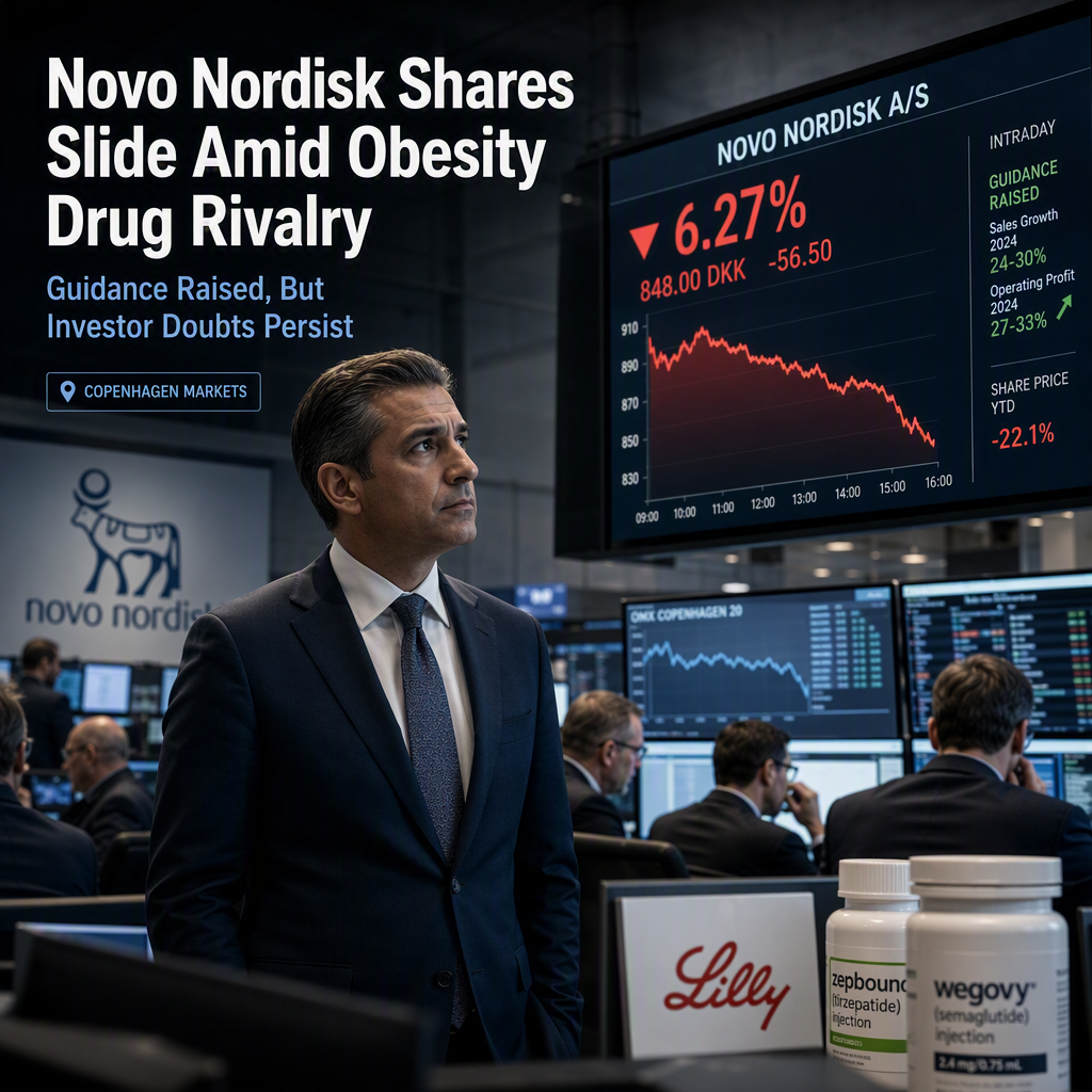 Novo Nordisk Shares Drop Despite Raised Guidance Amid Obesity Drug Competition and Pipeline Concerns