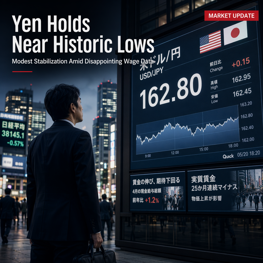 Japanese Yen Stabilizes Near Historic Lows Against US Dollar Despite Disappointing Wage Data
