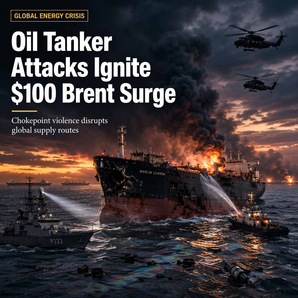 Escalating Attacks on Oil Tankers Across Red Sea, Hormuz, and Black Sea Drive Brent Crude Above $100